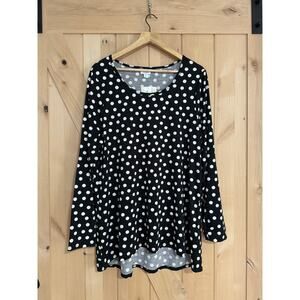 LulaRoe | Lynnae Long Sleeve Black Polkadot Top NWT | Size 2XL (22-24)